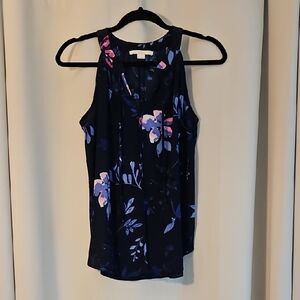 Floral Sleeveless Women's Top - Navy and Pink